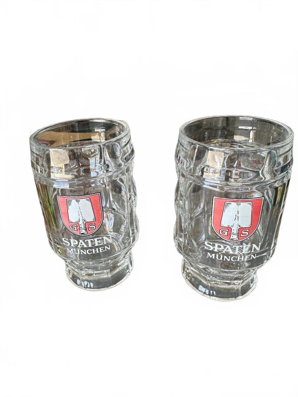 Set of 2 Spaten Munchen German Glass Beer Mugs